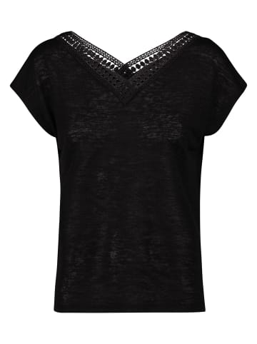 Zero  Shirt in Leinenoptik mit Spitzendetail in Black Beauty