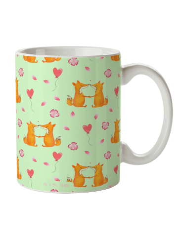 Mr. & Mrs. Panda Kaffeebecher Füchse Liebe ohne Spruch in Grün