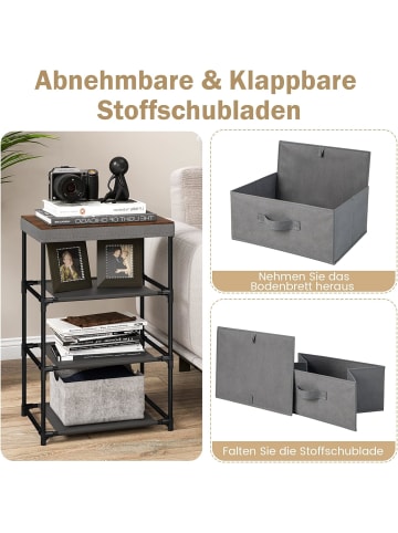 COSTWAY 2er Set Nachttisch mit 3 Schubladen in Grau