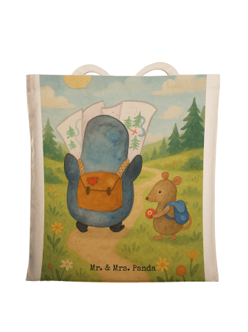 Mr. & Mrs. Panda Schultertasche Pinguin & Maus Wanderer Design o... in Weiß