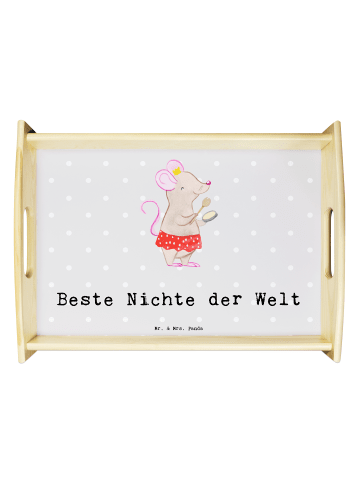 Mr. & Mrs. Panda Serviertablett Maus Beste Nichte der Welt mit S... in Grau Pastell
