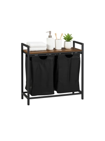 relaxdays Wäschesammler in Braun/ Schwarz - (B)73 x (H)72 x (T)33 cm