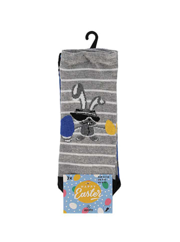 Yuhu Herren Ostersocken Sneaker-Socken Hasen Ostereier 3er Pack in Blau