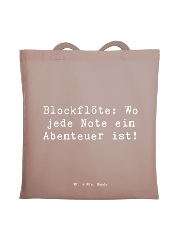 Mr. & Mrs. Panda Tote Bag Spruch Abenteuer Blockflöte mit Spruch in Braun Pastell