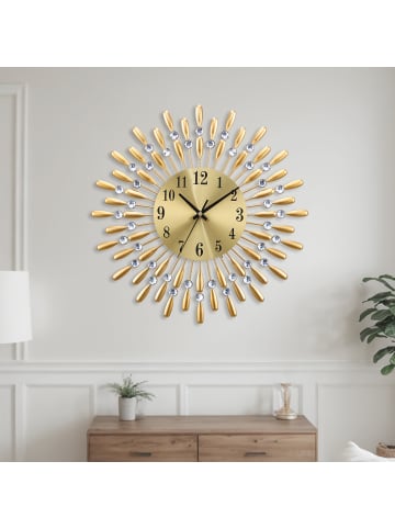 Home Nature Wohnkonzept Wanduhr mit Kristall-Deko in Gold ⌀37.5 cm