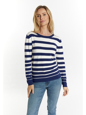 usha BLUE LABEL Damen Strickpullover in Marine Wollweiss