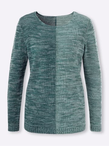 Sieh an! Langarm-Pullover in petrol-kalkmint-meliert