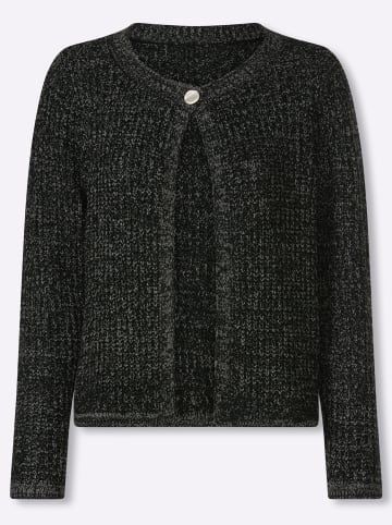 Sieh an! Strickjacke in schwarz-grau-meliert