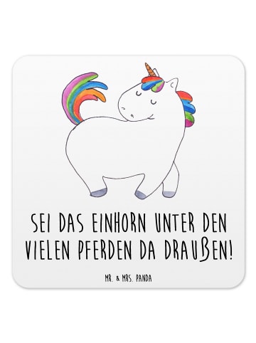 Mr. & Mrs. Panda Untersetzer für Gläser Einhorn Stolzieren mit S... in Weiß