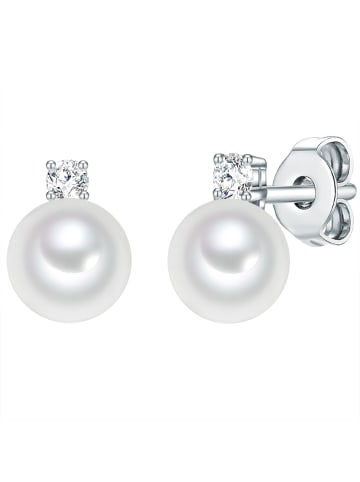 Lulu & Jane Ohrstecker Muschelkernperle weiß Zirkonia weiß in weiß