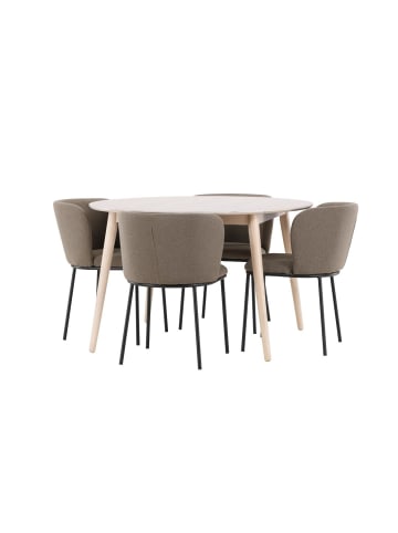 ebuy24 Essgruppe Flora (5-teilig) Whitewash 120 x 120 cm