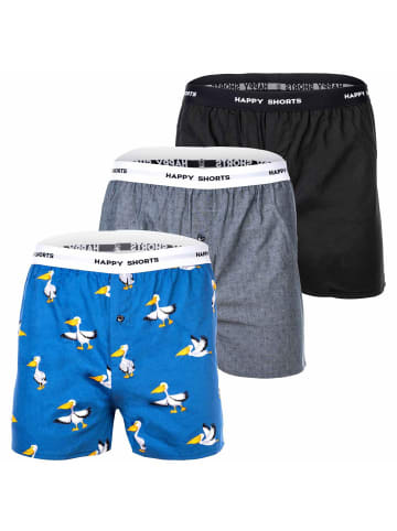 Happy Shorts Web-Boxershorts 3er Pack in Pelican