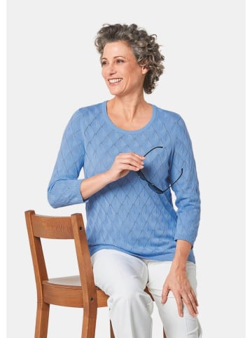 GOLDNER Kurzgröße:  Ajour-Pullover mit Durchbrüchen in riviera