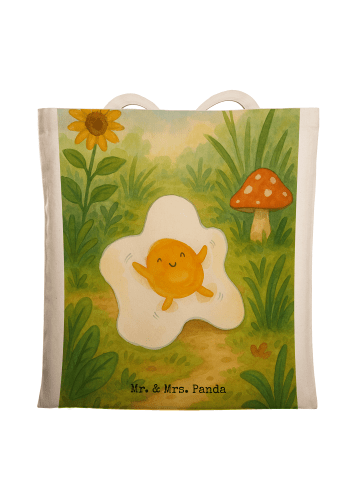 Mr. & Mrs. Panda Shopping Tasche Spiegelei Ei Design ohne Spruch in Weiß