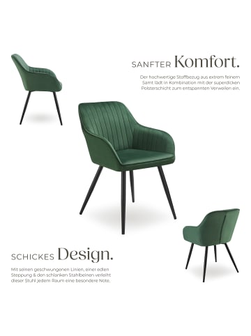 tectake Polstersessel gepolstert, in Samtoptik, gesteppt, 58 x 62 x 82 cm