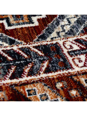 KADIMA DESIGN Wohnzimmerteppich mit Fransen, traditionelles geometrisches Muster in Rot