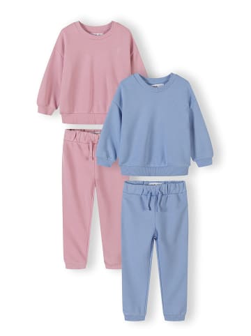 Minoti 2-tlg Langarmshirt & Hose NOSFLEECE102 in pink