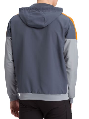 erima Squad Tracktop Trainingsjacke mit Kapuze in slate grey/monument grey/new orange