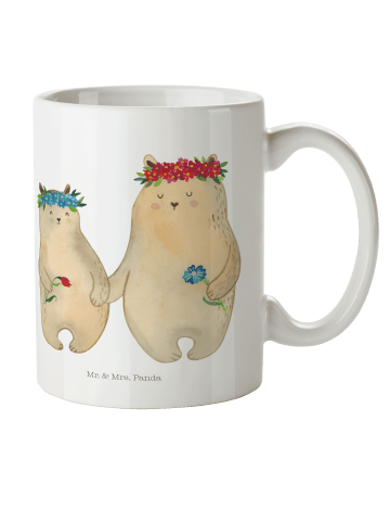 Mr. & Mrs. Panda Kindertasse Bären mit Blumenkranz ohne Spruch in Weiß