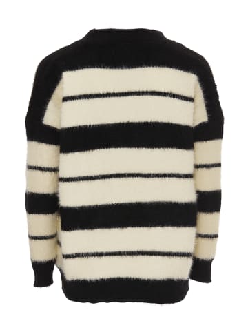 Swirly Damen Strickjacke in Schwarz Wollweiss