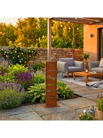 relaxdays Gartendeko "Der schönste Weg" in Braun - (B)20 x (H)55 x (T)15 cm