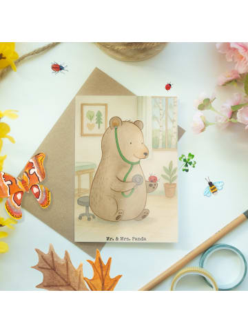 Mr. & Mrs. Panda Klappkarte Bär Arzt Design ohne Spruch in Weiß