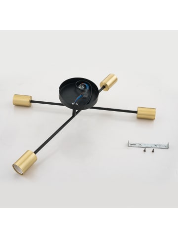 home24 Deckenleuchte Crieff in Schwarz / Messing