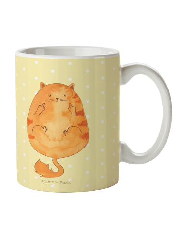Mr. & Mrs. Panda Becher Katze Mittelfinger ohne Spruch in Gelb Pastell