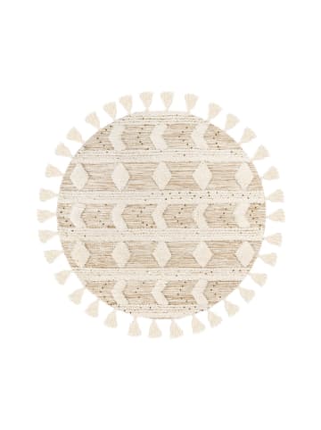 Kayoom Kurzflor Teppich Bohist 425 in creme - khaki - quadratisch