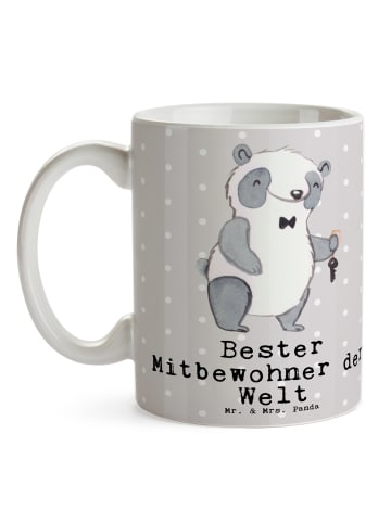 Mr. & Mrs. Panda Mug Panda Bester Mitbewohner der Welt mit Spruch in Grau Pastell