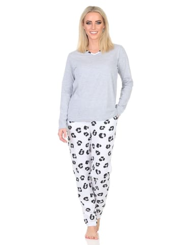 NORMANN Langarm Pyjama Schlafanzug Hose Tiermotiv - 84726 in grau
