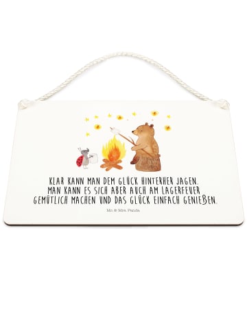 Mr. & Mrs. Panda Türschild Bär & Marienkäfer Lagerfeuer mit Spruch in Weiß