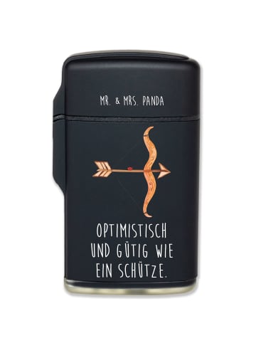 Mr. & Mrs. Panda Feuerzeug Sternzeichen Schütze mit Spruch in Schwarz