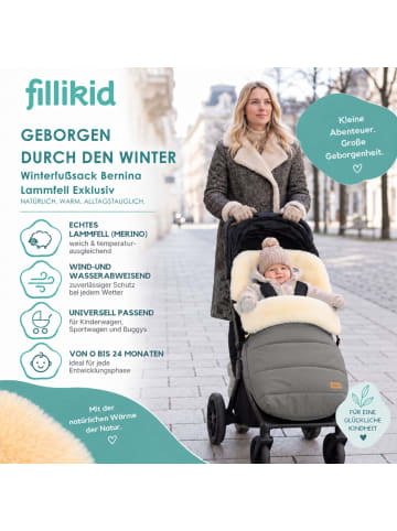 fillikid Winterfußsack Bernina Lammfell Exklusiv in Hellgrau Melange