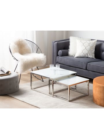Beliani 2er-Set Couchtisch BREA in Weiß/Silber