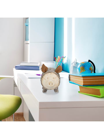 relaxdays 2 x Sparschwein in Braun/ Weiß - (B)9 x (H)13 x (T)16,5 cm