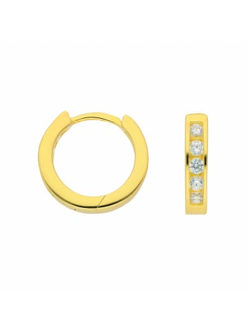 Adeliás Damen 925 Silber Ohrringe / Creolen mit Zirkonia Ø 14,1 mm in vergoldet