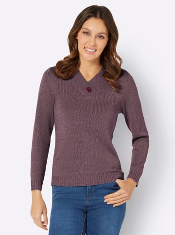 Sieh an! Langarm-Pullover in burgund-mauve-meliert