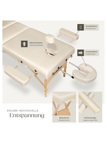 tectake 3 Zonen Massageliege-Set  218 x 102 x 90 cm, beige