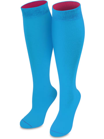normani 3 Paar Kniestrümpfe mit farbig abgesetztem Bund Bi-Color in Türkis/Beere