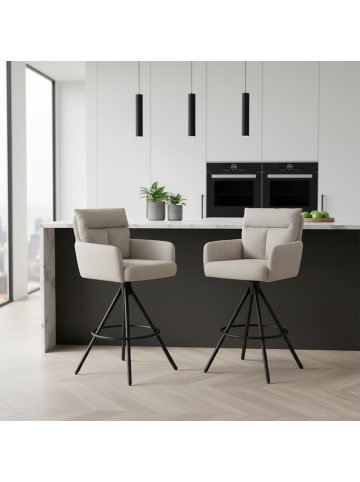 DUBI Möbel 2er-Set: Barhocker Lio in Creme - (B)54 x (H)103 x  (T)57 cm