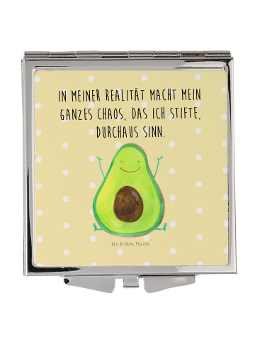 Mr. & Mrs. Panda Schminkspiegel Avocado Glücklich mit Spruch in Gelb Pastell