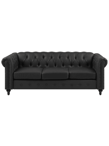 Beliani 3-Sitzer Sofa CHESTERFIELD in Schwarz - (W) 208 x (H) 78 x (L) 88 cm