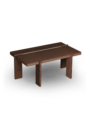 Feldmann-Wohnen Couchtisch Travertino Wildeiche Tabak 120 / 63 / 41,5cm mit Travertin Naturstein