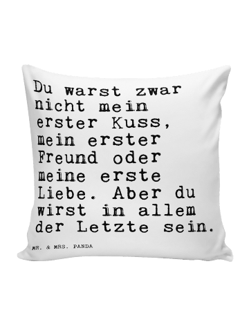 Mr. & Mrs. Panda Deko Kissen Du warst zwar nicht... mit Spruch in Weiß