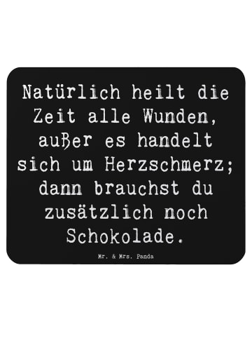 Mr. & Mrs. Panda Mauspad Spruch Herzschmerz Schokolade mit Spruch in Schwarz