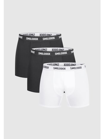 SMILODOX Boxershorts 3er Pack in Schwarz / Weiß