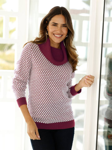 Sieh an! Rollkragen-Pullover in bordeaux-ecru-gemustert