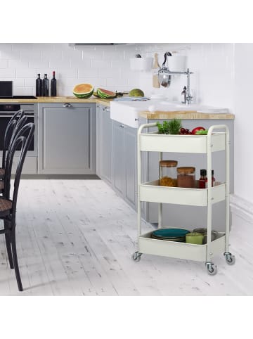 relaxdays Rollwagen in Weiß - (B)43,5 x (H)71,5 x (T)29,5 cm