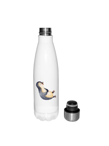 Mr. & Mrs. Panda Thermos Pinguin Lachen ohne Spruch in Weiß